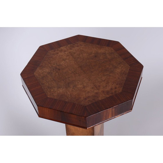 Image 1 of Vintage Art Deco pedestal in walnut veneer, Czechoslovakia 1920
