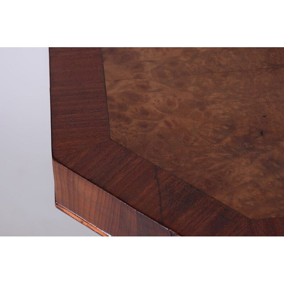 Image 1 of Vintage Art Deco pedestal in walnut veneer, Czechoslovakia 1920