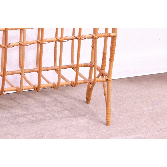 Image 1 of Vintage wicker magazine rack, Czechoslovakia 1960