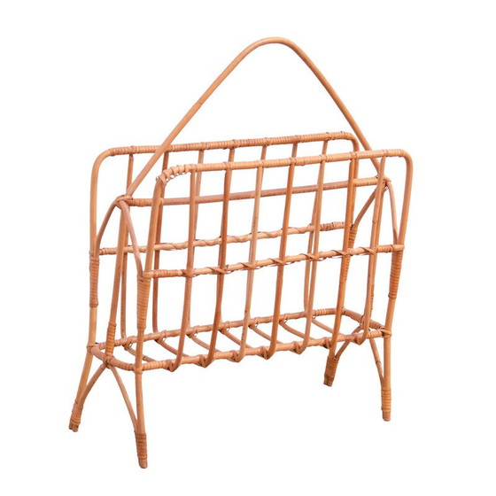 Image 1 of Vintage wicker magazine rack, Czechoslovakia 1960