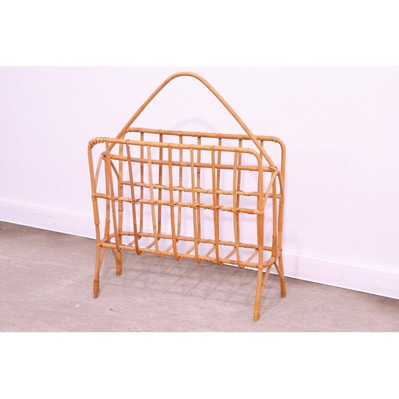 Image 1 of Vintage wicker magazine rack, Czechoslovakia 1960