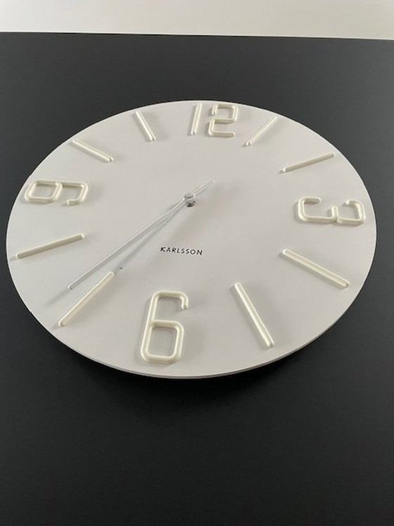 Image 1 of Modern Karlsson Wall Clock Relief - White