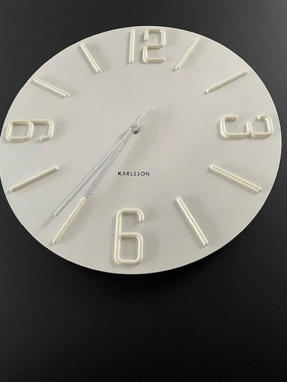 Image 1 of Modern Karlsson Wall Clock Relief - White