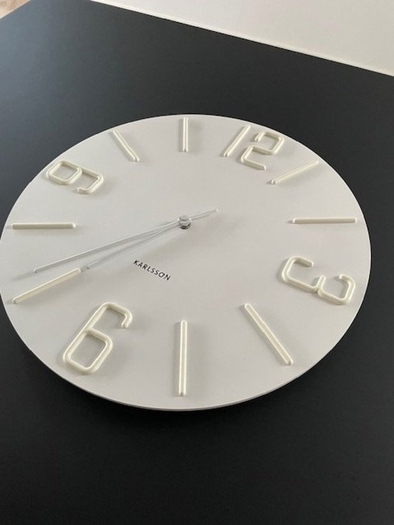 Image 1 of Modern Karlsson Wall Clock Relief - White