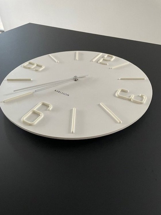 Image 1 of Modern Karlsson Wall Clock Relief - White