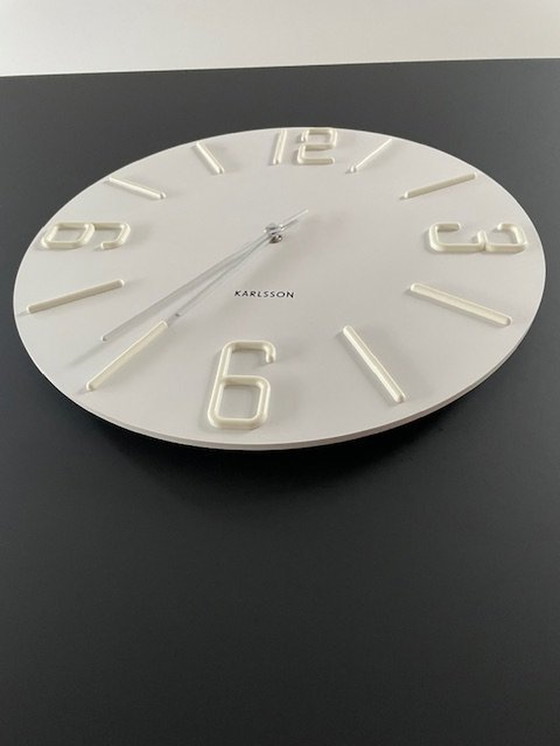 Image 1 of Modern Karlsson Wall Clock Relief - White