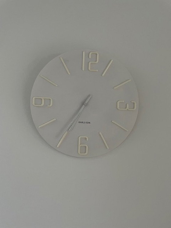 Image 1 of Modern Karlsson Wall Clock Relief - White