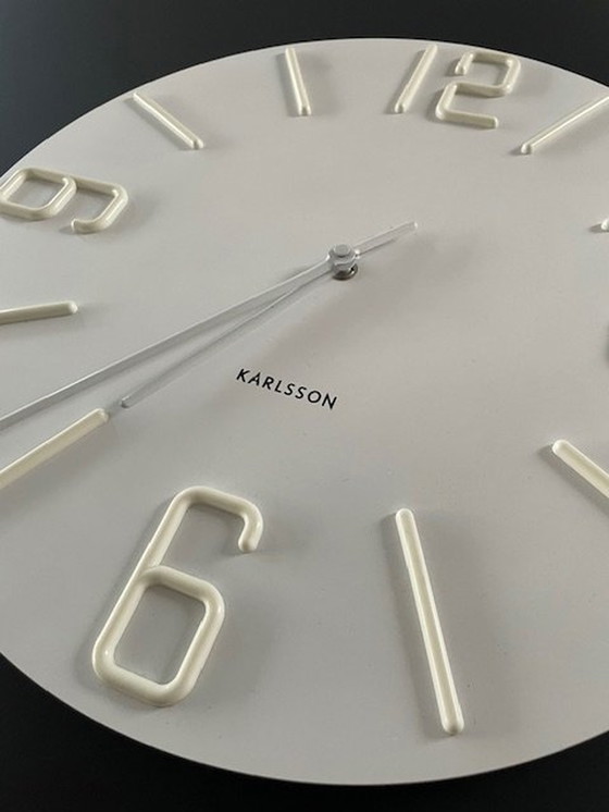 Image 1 of Modern Karlsson Wall Clock Relief - White