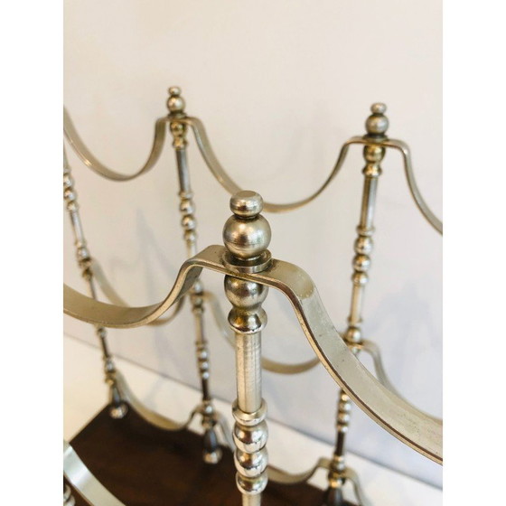 Image 1 of Portabottiglie vintage placcato argento su base in legno, 1960