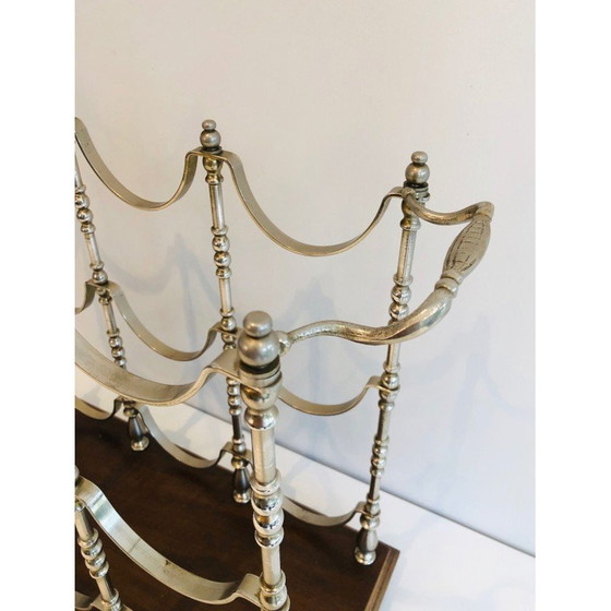 Image 1 of Portabottiglie vintage placcato argento su base in legno, 1960