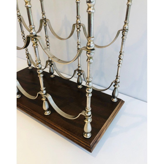 Image 1 of Portabottiglie vintage placcato argento su base in legno, 1960