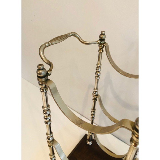 Image 1 of Portabottiglie vintage placcato argento su base in legno, 1960