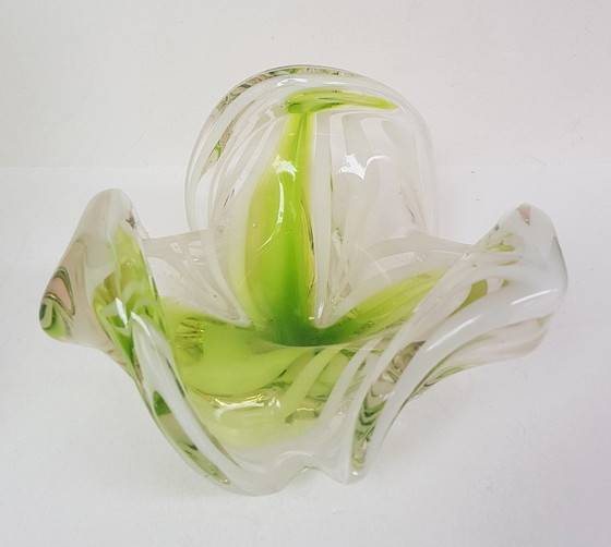 Image 1 of 2X Mid-Century Murano Glass Art Pieces Vase And Bowl