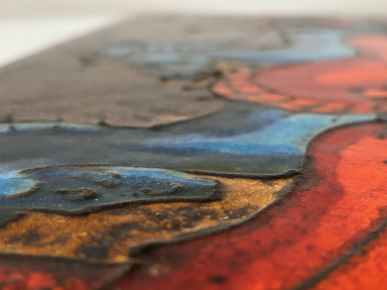 Image 1 of West Germany Ceramic 1970 Large Wall Tile Battle Scene