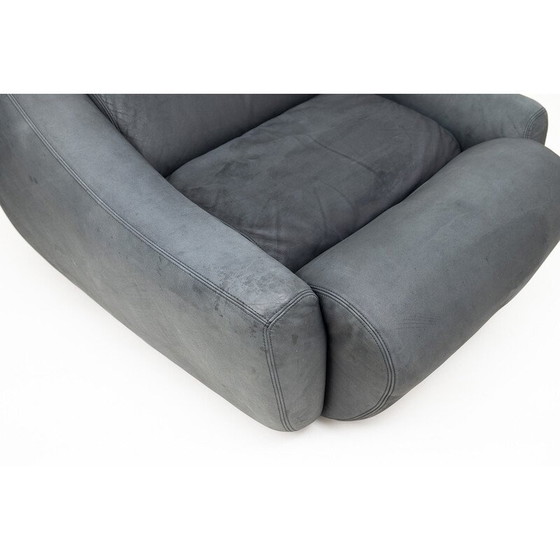 Image 1 of Poltrona vintage con pouf in pelle, 1970