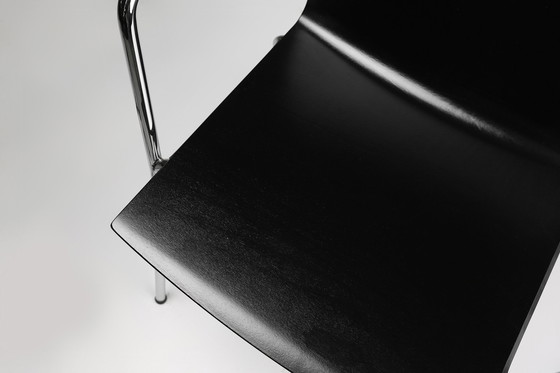 Image 1 of Silla negra moderna de mediados de siglo con reposabrazos, Bélgica