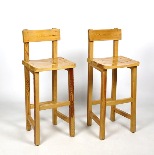 Pair Of Solid Pine Bar Stools