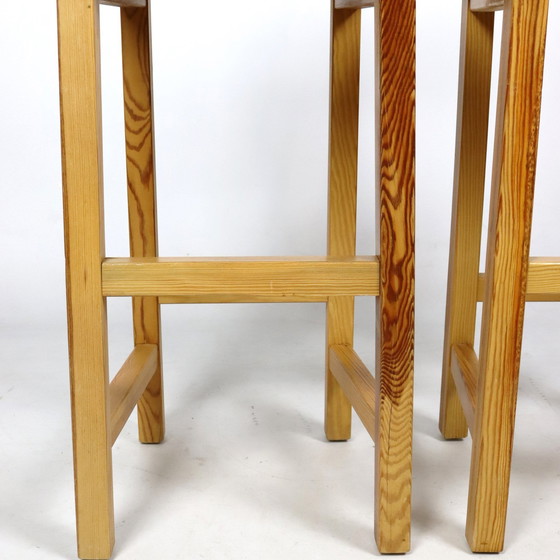 Image 1 of Pair Of Solid Pine Bar Stools