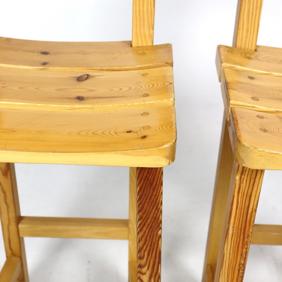 Image 1 of Pair Of Solid Pine Bar Stools