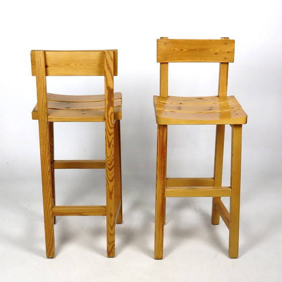 Image 1 of Pair Of Solid Pine Bar Stools