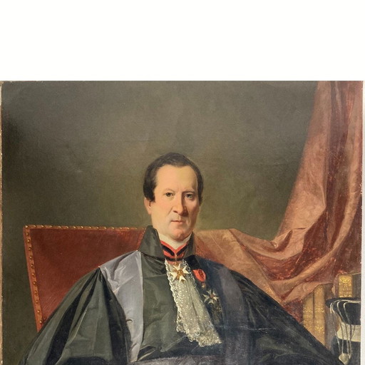 Large French Portrait, 19Th Century, Oil On Canvas