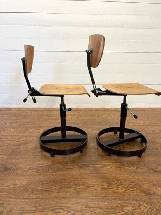 Image 1 of Pair of vintage swivel metal chairs