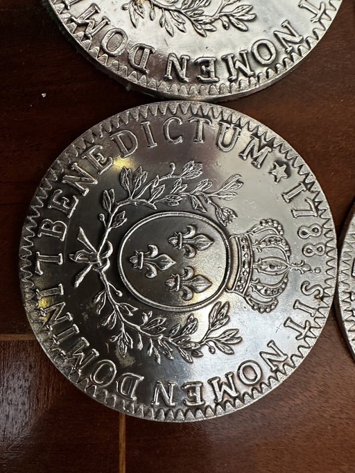 6 Sous Verres Replicas Écus Argent - Sit Nomen Domini 7 Benedictum