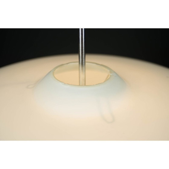 Image 1 of Minimalist vintage hanging lamp in white opal glass, Czechoslovakia 1960