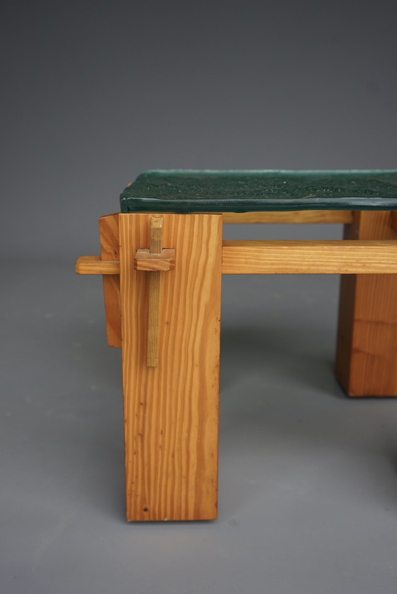 Image 1 of Brutalist pine coffee table, 1970s