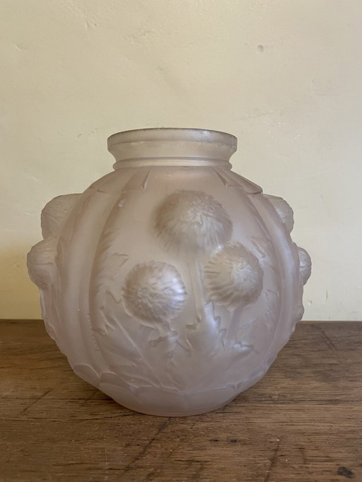 Vase With Thistles P De Cagny Art Deco 1930s