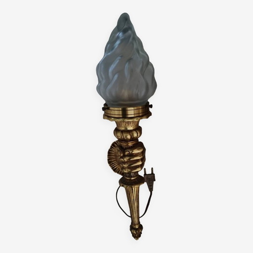 Bronze wall lamp John Devoluy Nubian Hand With Torch