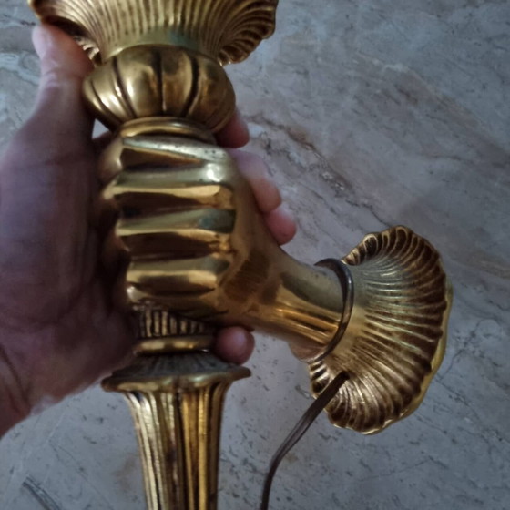 Image 1 of Lampada da parete in bronzo John Devoluy Nubian Hand con torcia