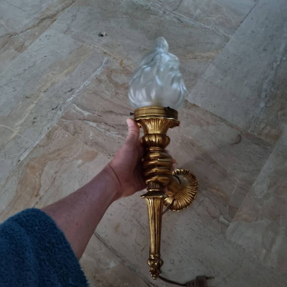 Image 1 of Lampada da parete in bronzo John Devoluy Nubian Hand con torcia