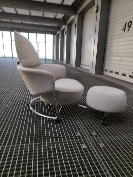 Cassina Girotonda Armchair & Footstool Reupholstered