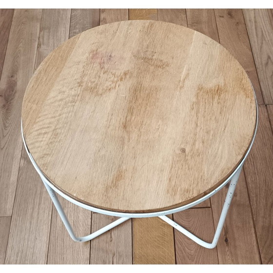 Image 1 of Pair of vintage side tables in raw wood and metal