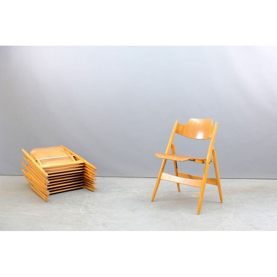 Image 1 of Set of 8 vintage SE18 folding wooden chairs by Egon Eiermann for Wilde and Spieth, Germany