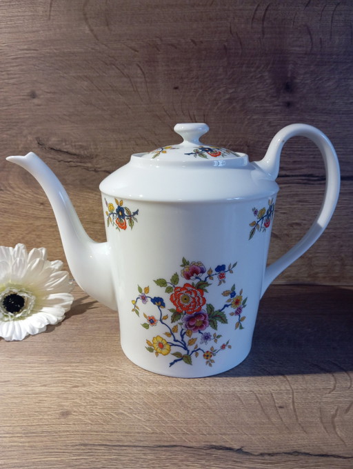 Retro Teapot / Pot Floral Design Limoges Porcelain France / Mid - Century