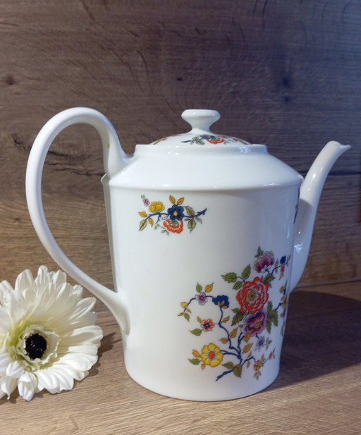 Retro Teapot / Pot Floral Design Limoges Porcelain France / Mid - Century