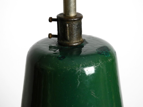 Image 1 of Large Mid Century Industrial enameled metal factory lamp from France in the original colour