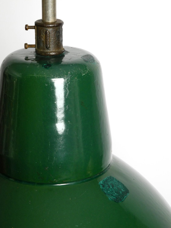 Image 1 of Large Mid Century Industrial enameled metal factory lamp from France in the original colour