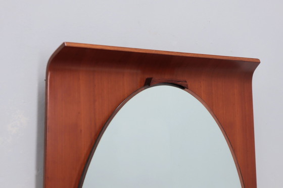 Image 1 of Campo E Graffi Curved Entryway Teak Mirror 1960S
