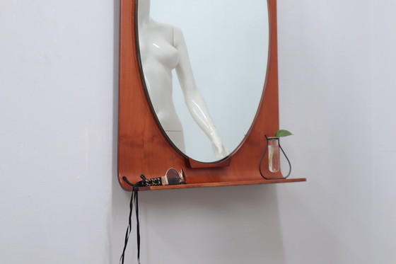 Image 1 of Campo E Graffi Curved Entryway Teak Mirror 1960S