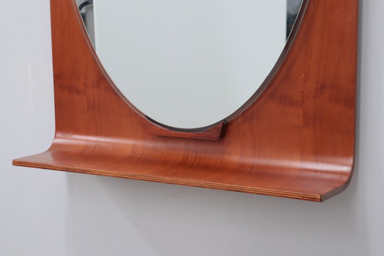 Image 1 of Campo E Graffi Curved Entryway Teak Mirror 1960S