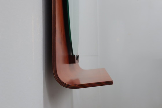 Image 1 of Campo E Graffi Curved Entryway Teak Mirror 1960S