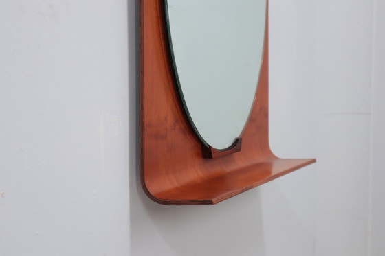 Image 1 of Campo E Graffi Curved Entryway Teak Mirror 1960S