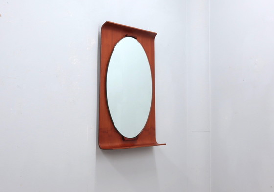 Image 1 of Campo E Graffi Curved Entryway Teak Mirror 1960S