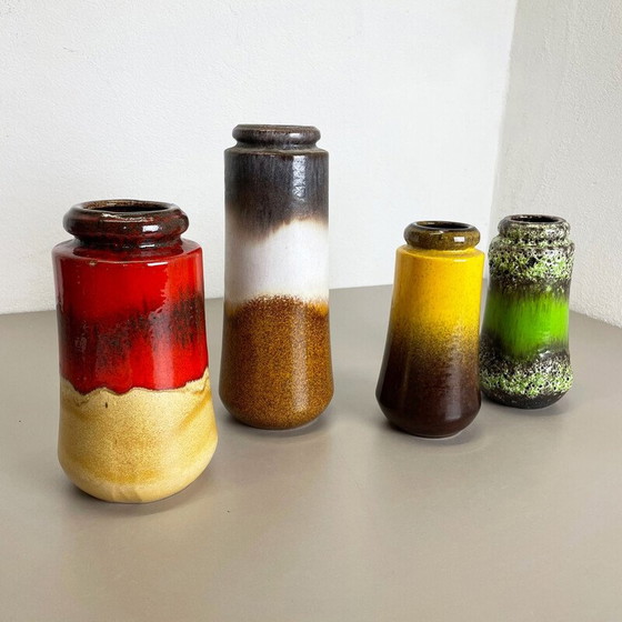Image 1 of Set di 4 vasi vintage in ceramica lavica per Scheurich, Germania anni '70