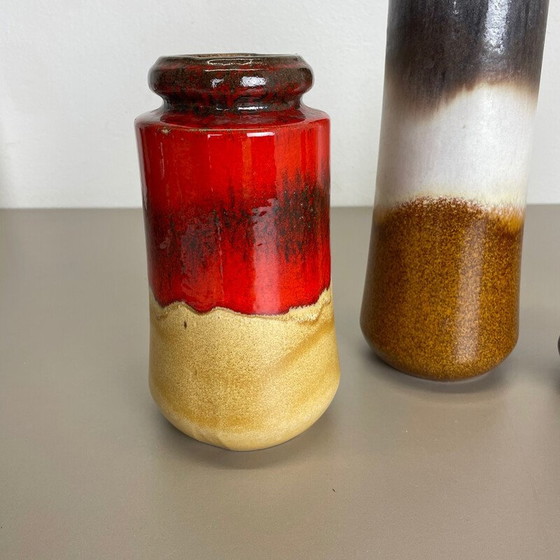 Image 1 of Set di 4 vasi vintage in ceramica lavica per Scheurich, Germania anni '70