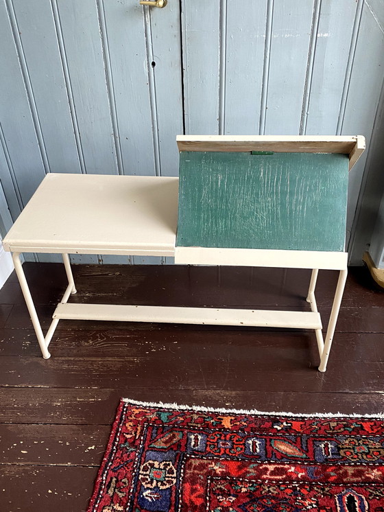 Image 1 of Vintage School Bench With Built-in Chalkboards