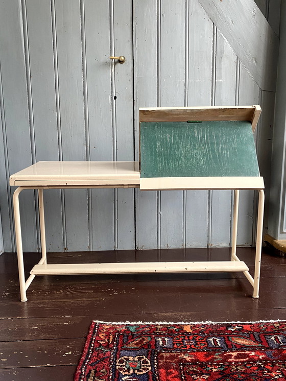 Image 1 of Vintage School Bench With Built-in Chalkboards